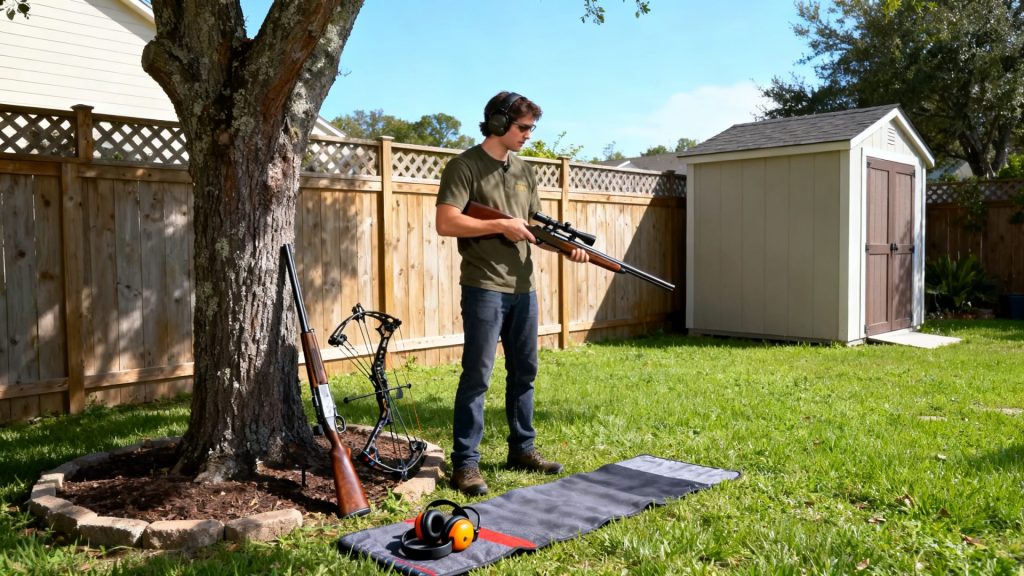 Règlement du tir dans son jardin : armes autorisées et sécurité sans aucun texte
