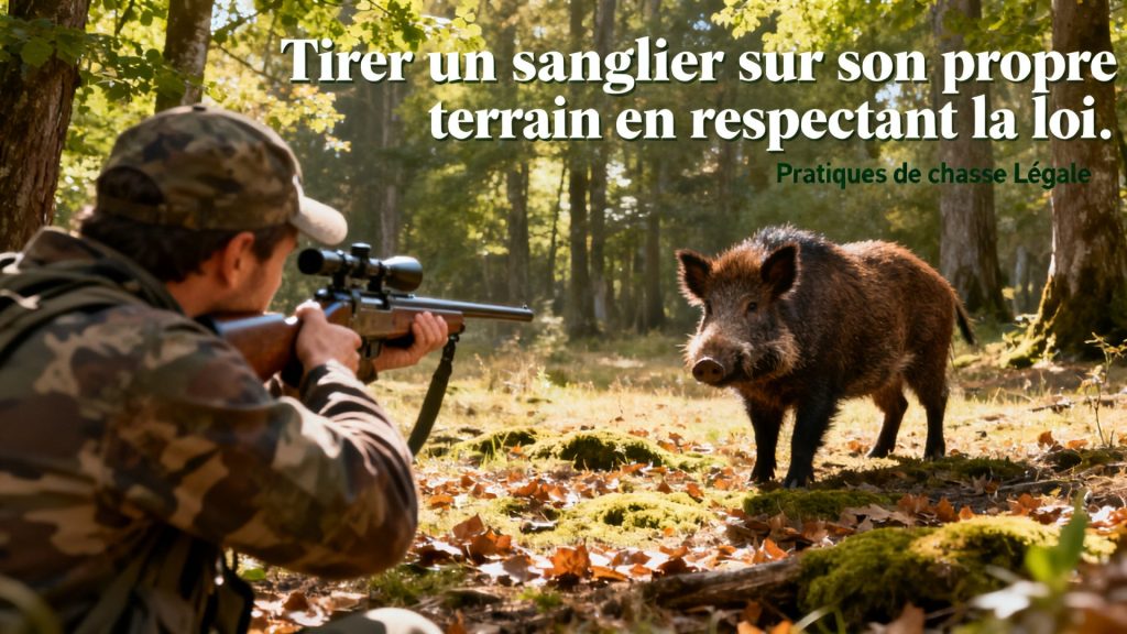 Tirer un sanglier sur son propre terrain en respectant la loi avec texte