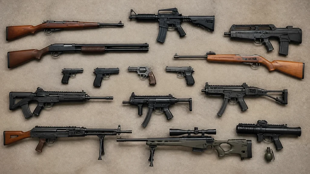Quelle est la liste des armes en France et leurs catégories ?